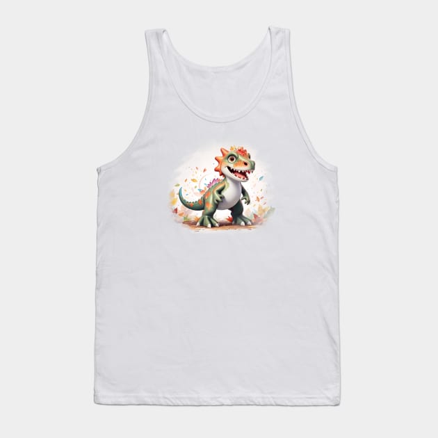 Cute Velociraptor Raptor Dinosaur Tank Top by Jurassic Merch